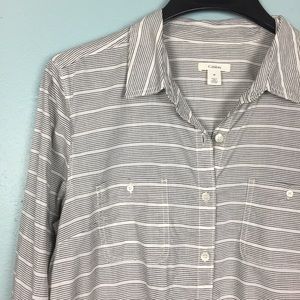 Caslon Long Sleeve Stripe Tunic Button Down